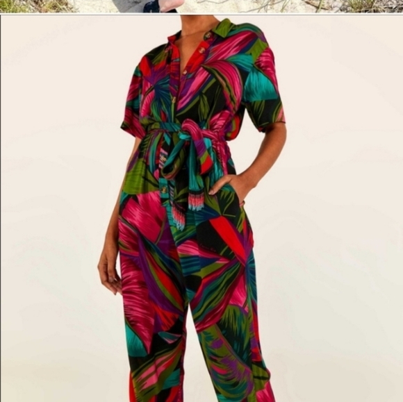 FARM Rio Colorful Leaf Print Jumpsuit - Picture 3 of 9